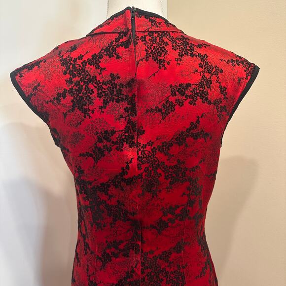 Morbid Threads Vtg Y2K 90s Red Black Cheongsam Qipao Mandarin Dress Mall Goth M - Picture 8 of 12